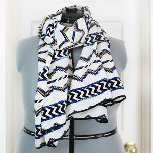 'Aztec' Print Pleated Scarf - Charming Charlie